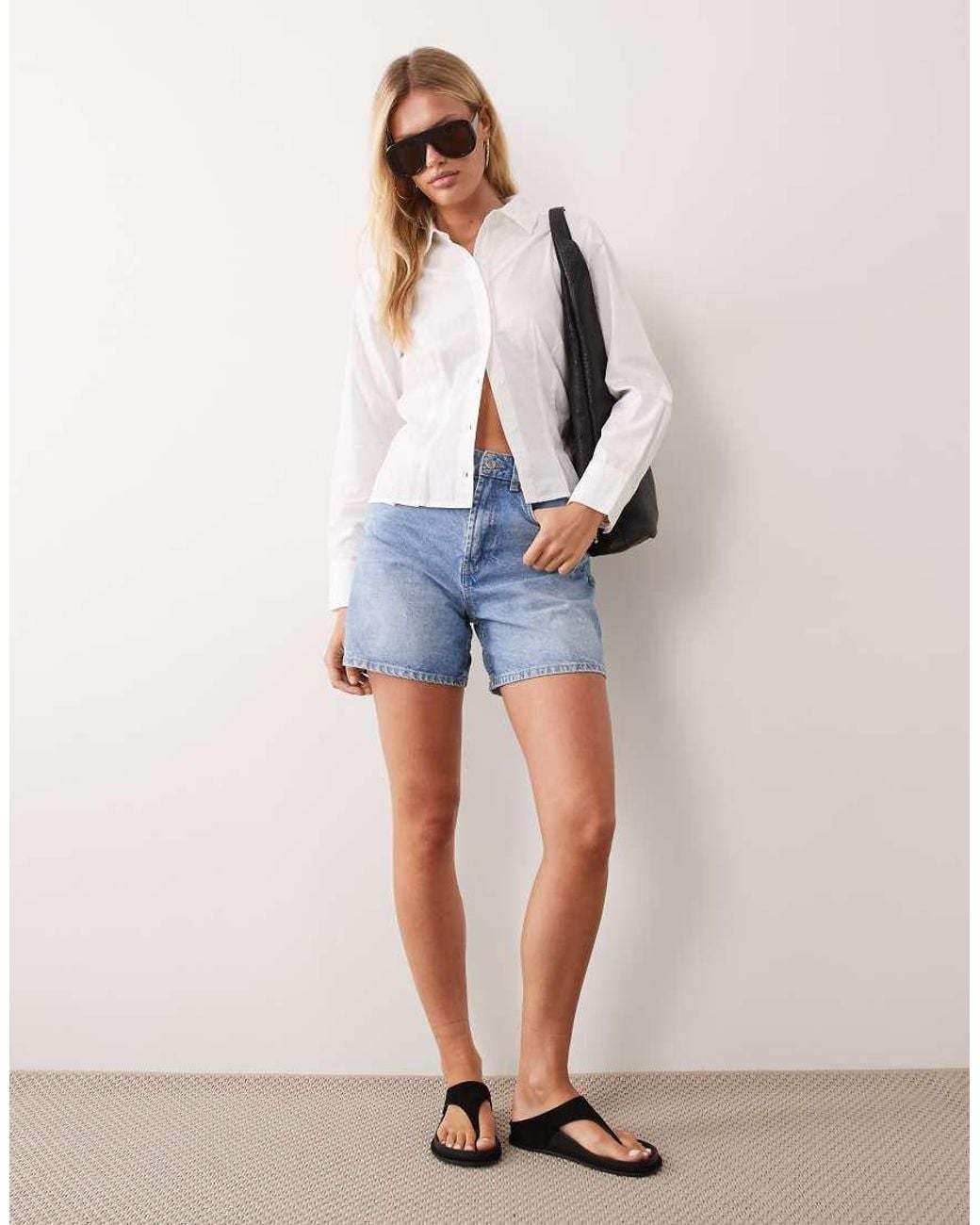 Mango Blue Teen Cinched Waist Shirt