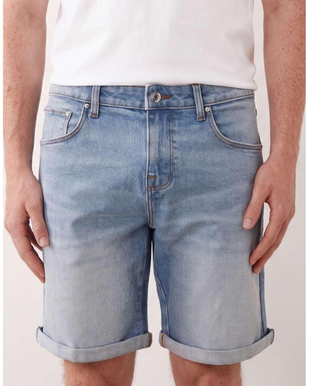 ASOS White Stretch Slim Regular Length Denim Shorts for men