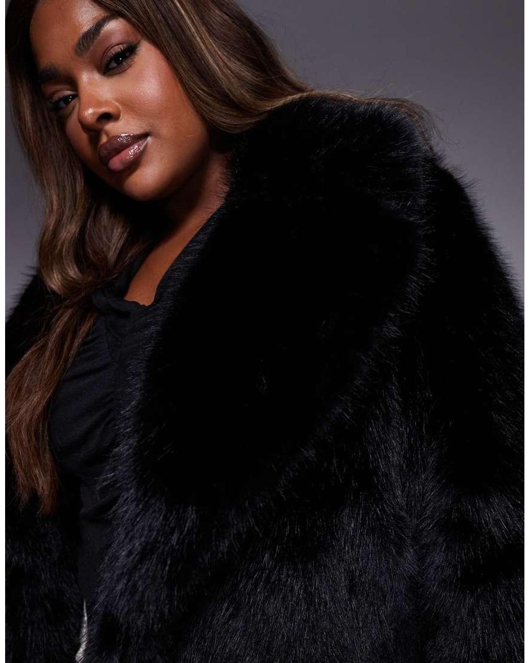 Forever New Black Faux Fur Coat