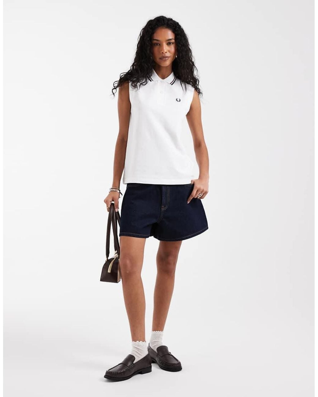 Fred Perry White Sleeveless Twin Tipped Polo Shirt