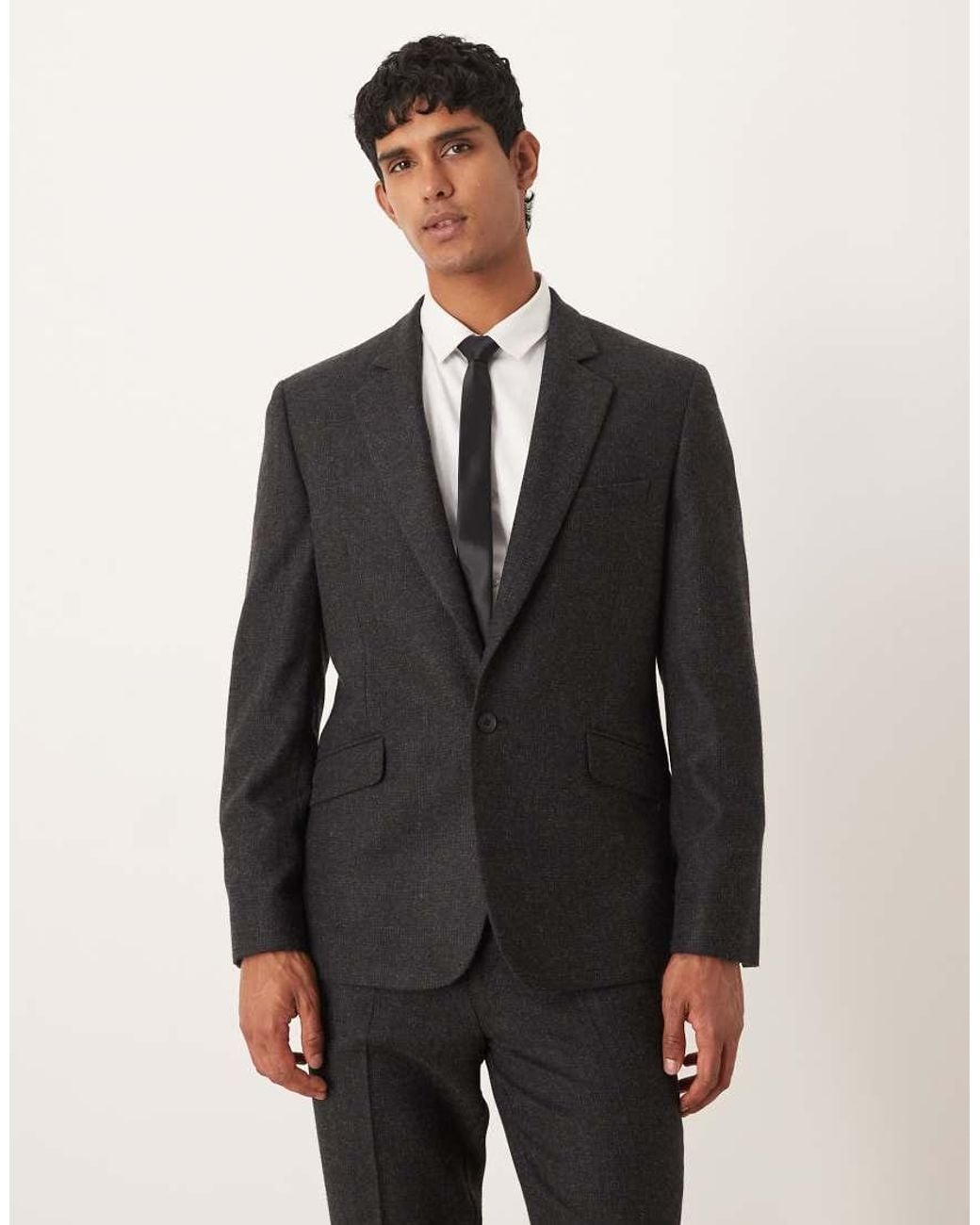 ASOS Gray Wool Blend Slim Suit Jacket for men