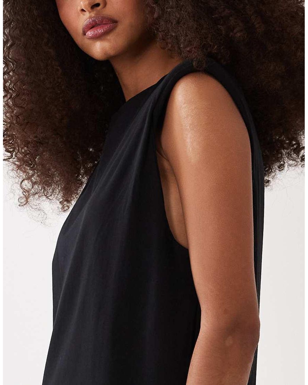 ASOS Black Shoulder Pad T-shirt Midi Dress
