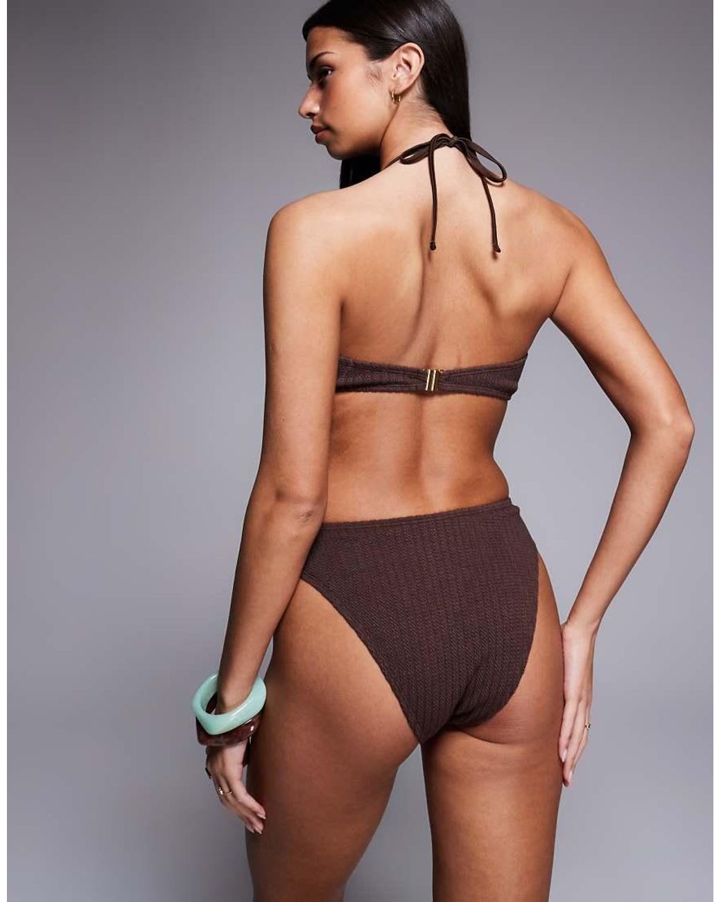 The Frolic Brown Exclusive Crinkle Brazillian Bikini Bottom Co-Ord