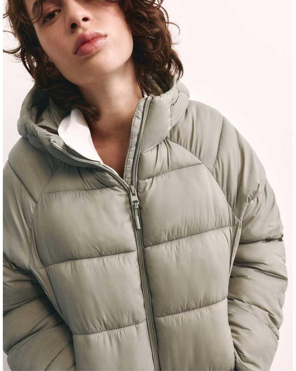 Pull&Bear Green Hooded Puffer Jacket