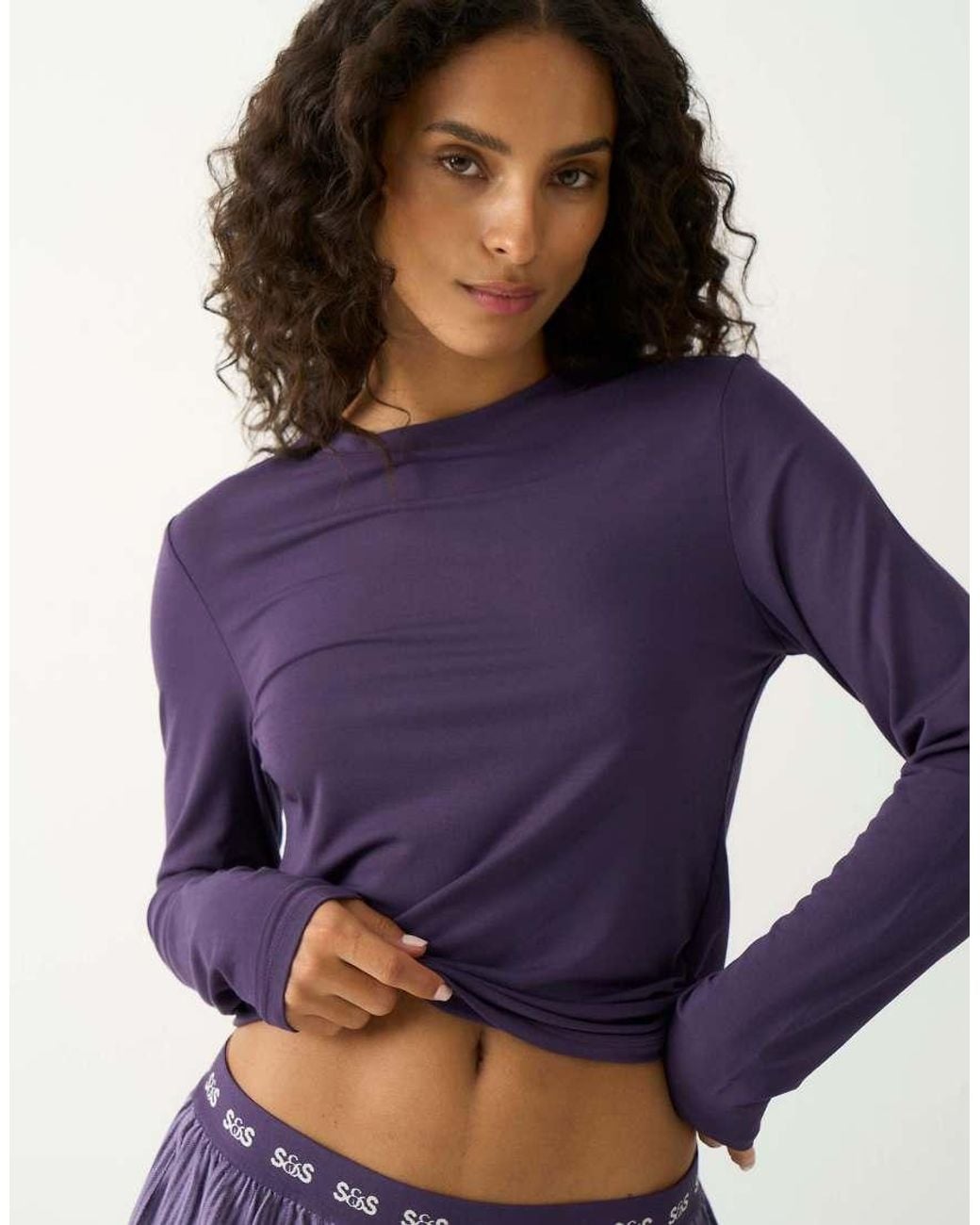 Stripe & Stare Purple Long Sleeve Under Layer Top