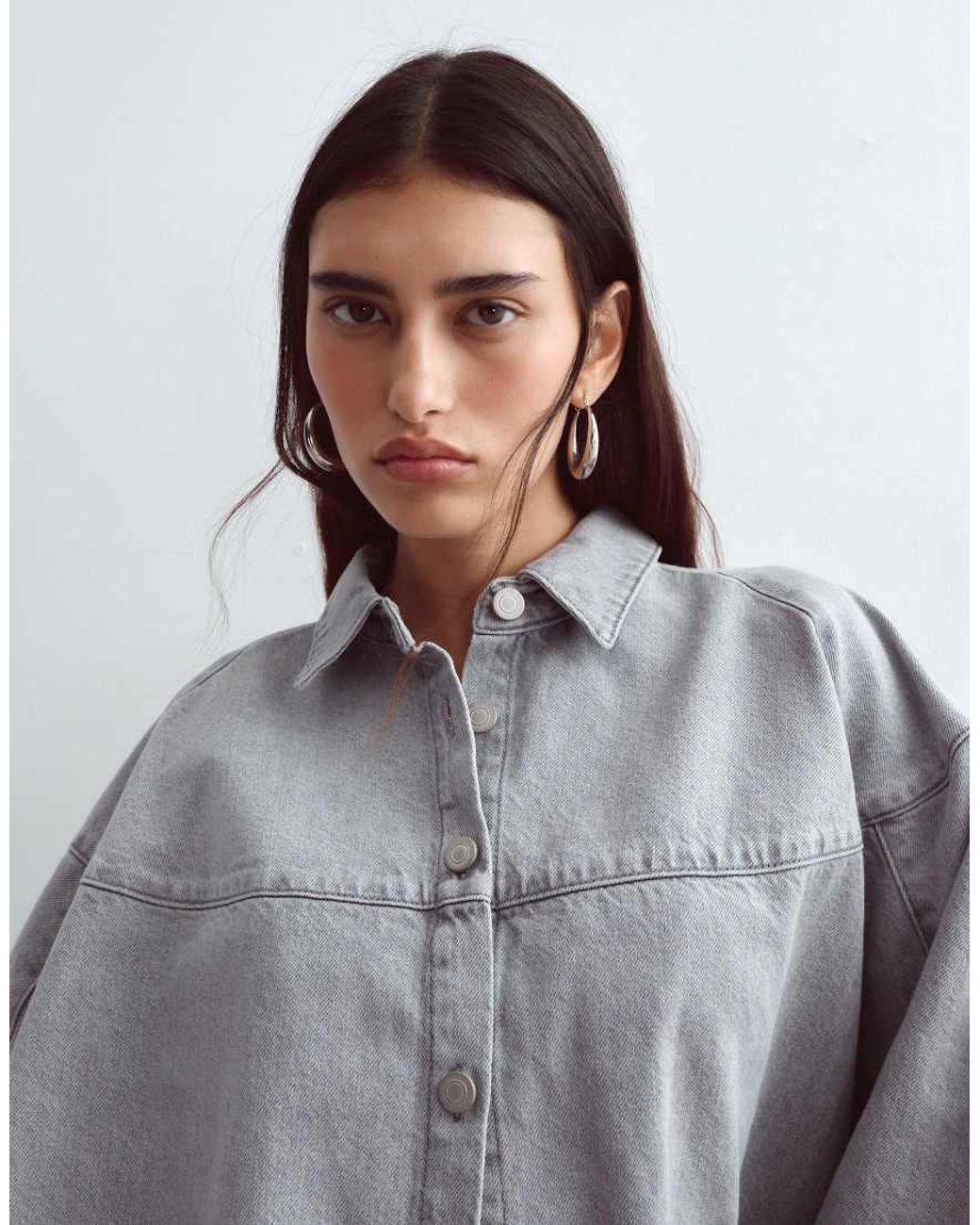 ARRANGE Gray Denim Oversized Shirt
