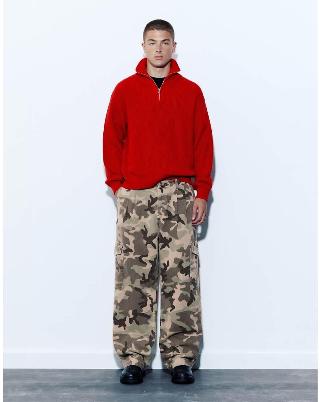 Pull&Bear Cargo Broek Met Camoprint in het Red voor heren