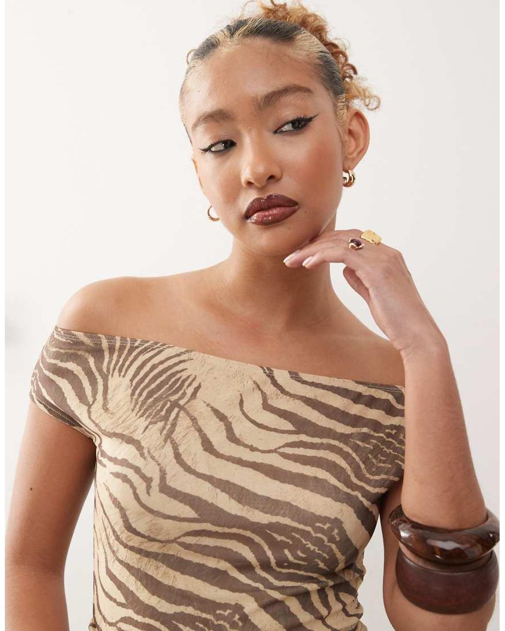 Motel Brown Hari Animal Print Dress