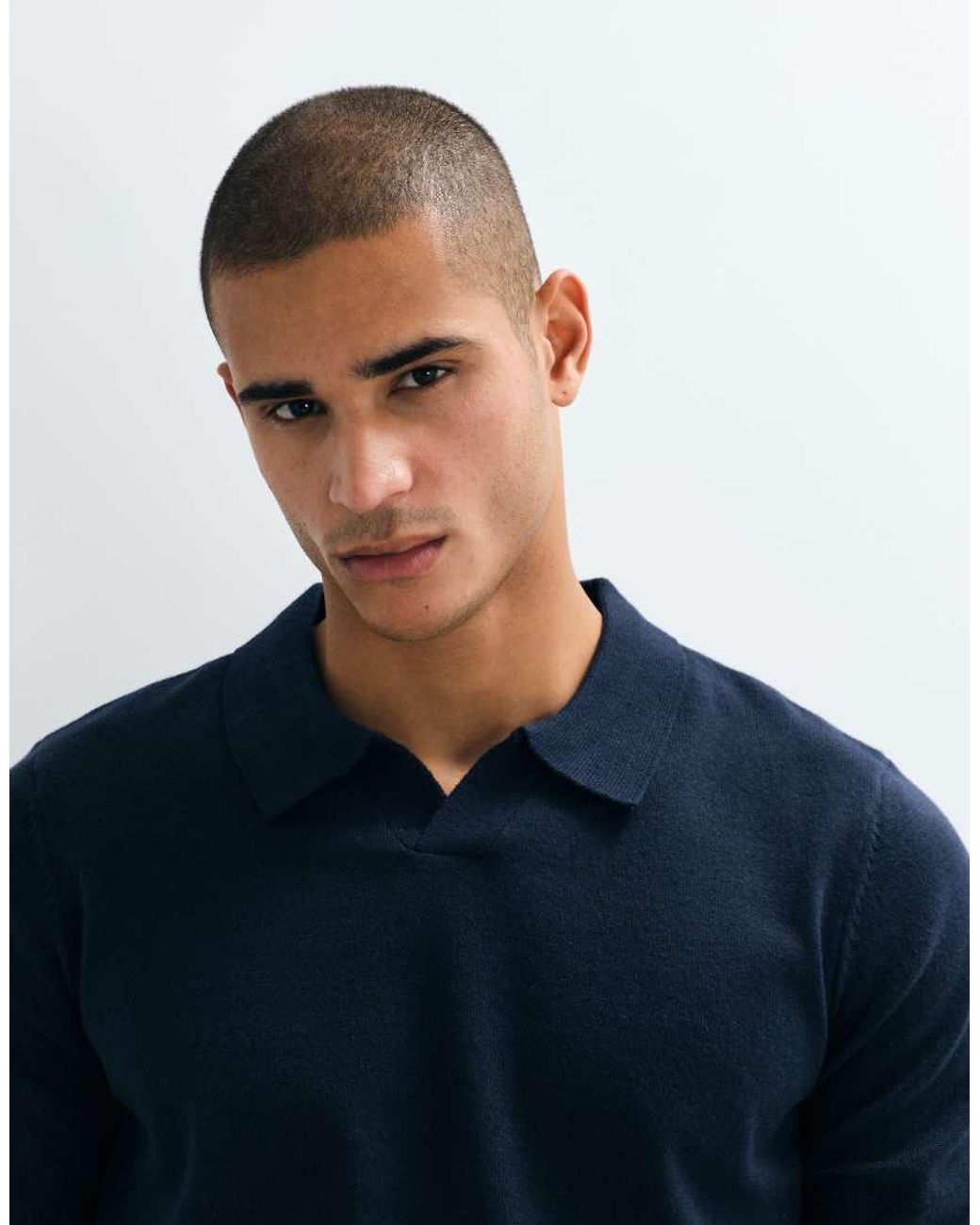 Threadbare Blue Knitted Trophy Neck Jumper for men