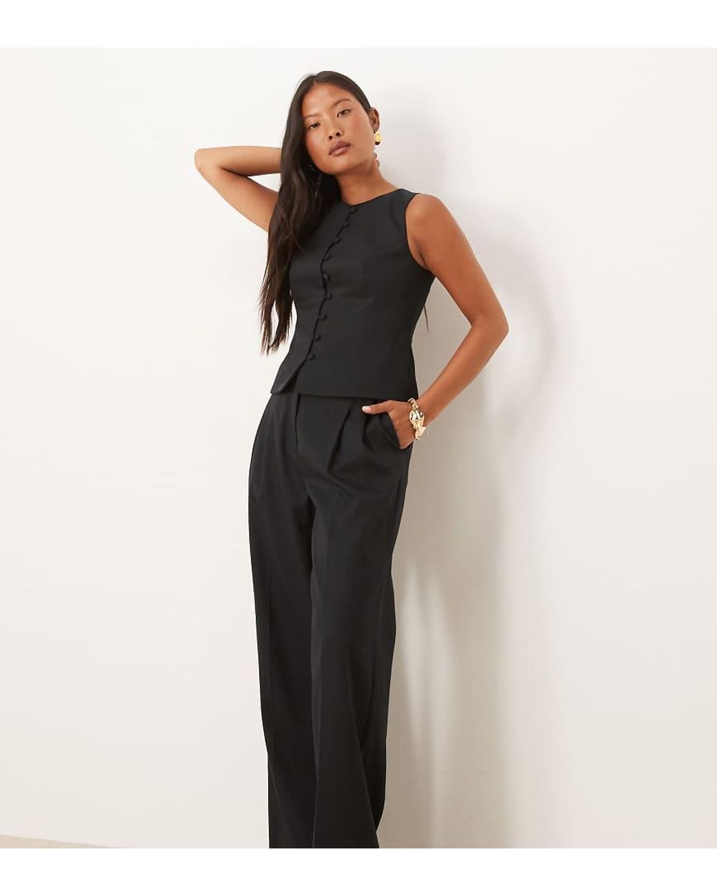 Nobody's Child Petite Black Jax Wide Leg Trousers Co-Ord