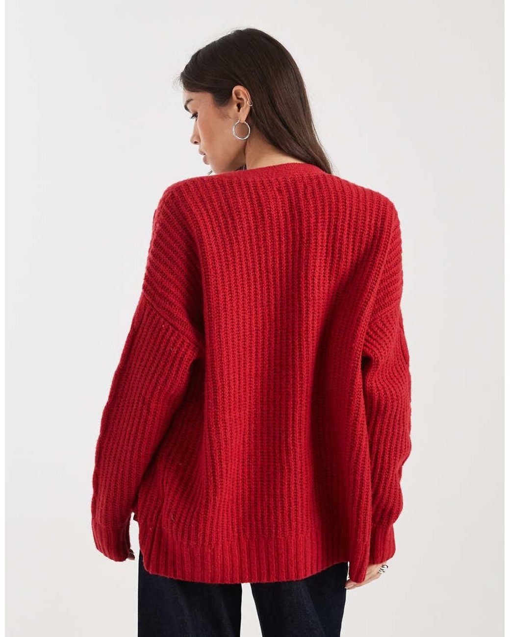 Hollister Red Open Cardigan
