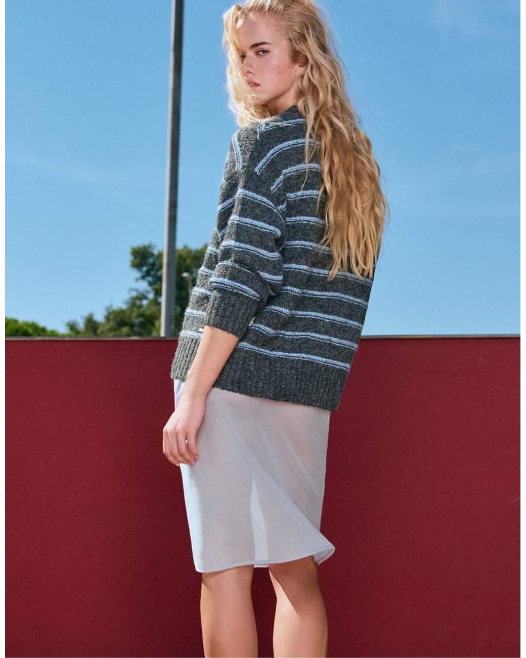 Pull&Bear Gestreepte Trui in het Gray