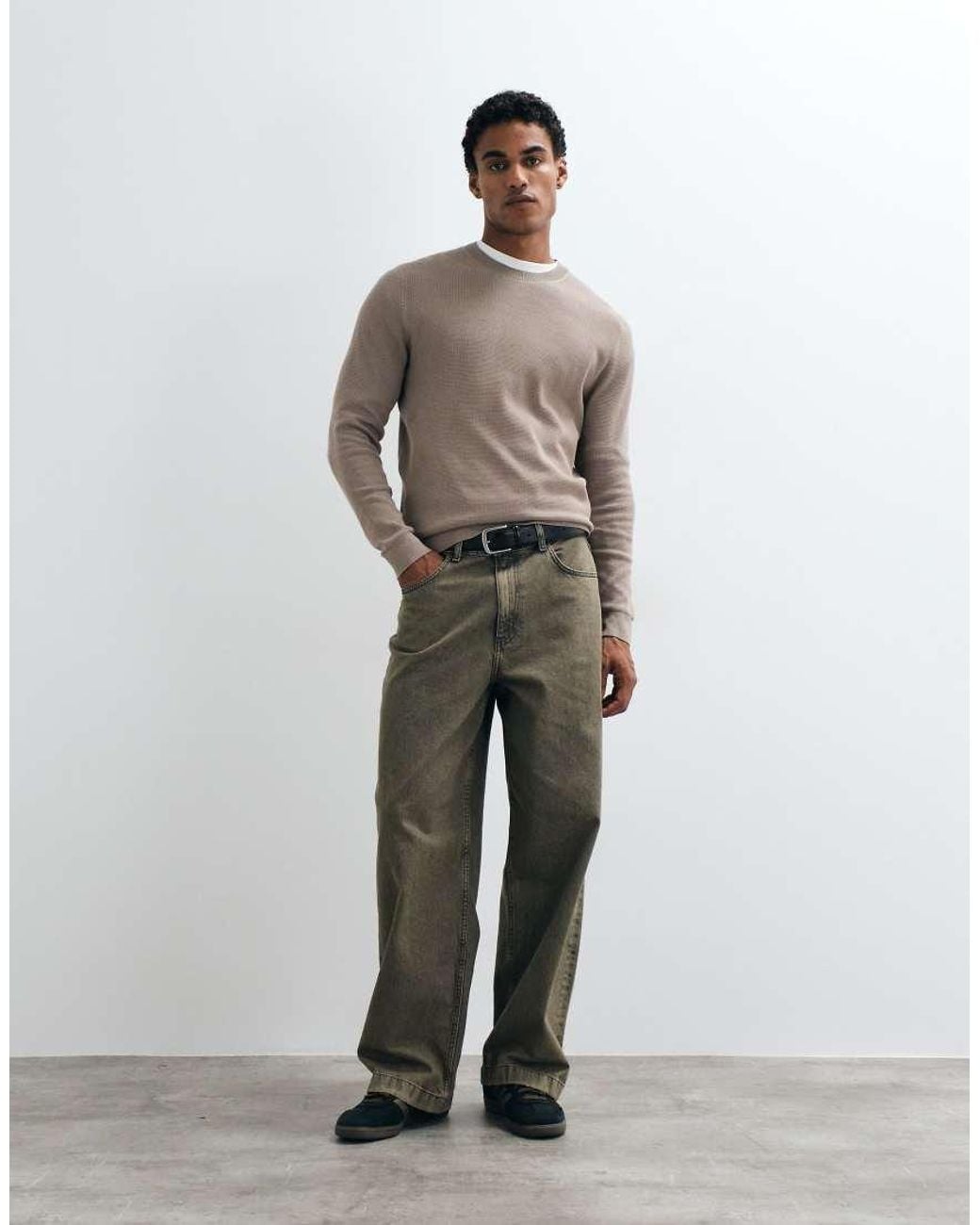 Mango Brown Cotton Rich Knitted Jumper for men