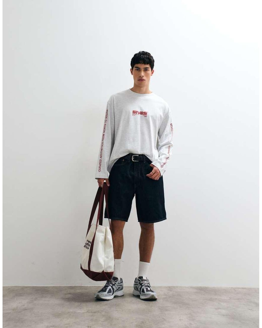 Cotton On White Boxy Fit Graphic Long Sleeve T-shirt for men