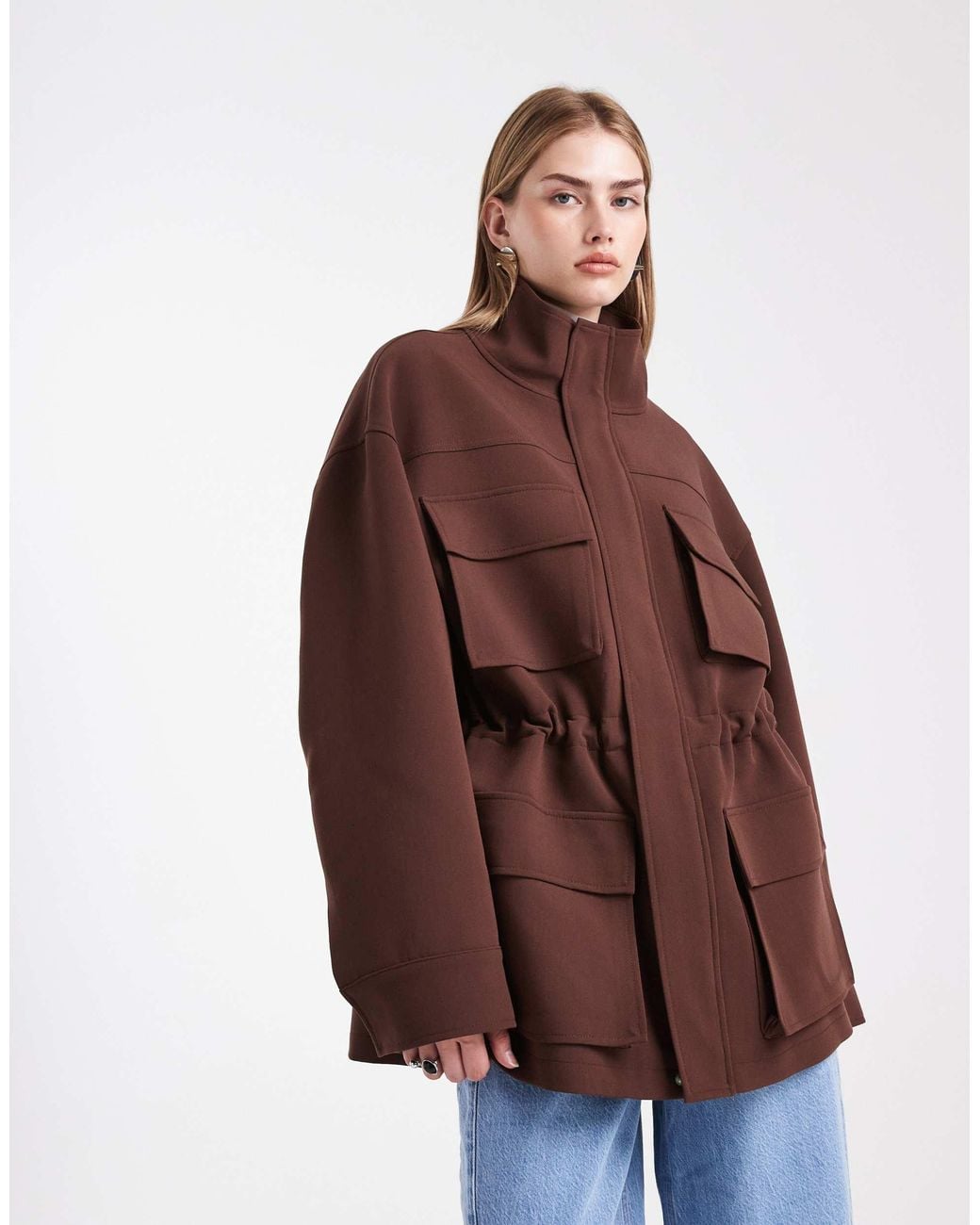 ASOS Brown Tailored Military Patch Pocket Jacket