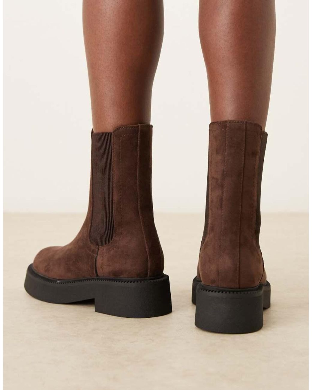 ASOS Natural Andy Flat Chunky Chelsea Boots
