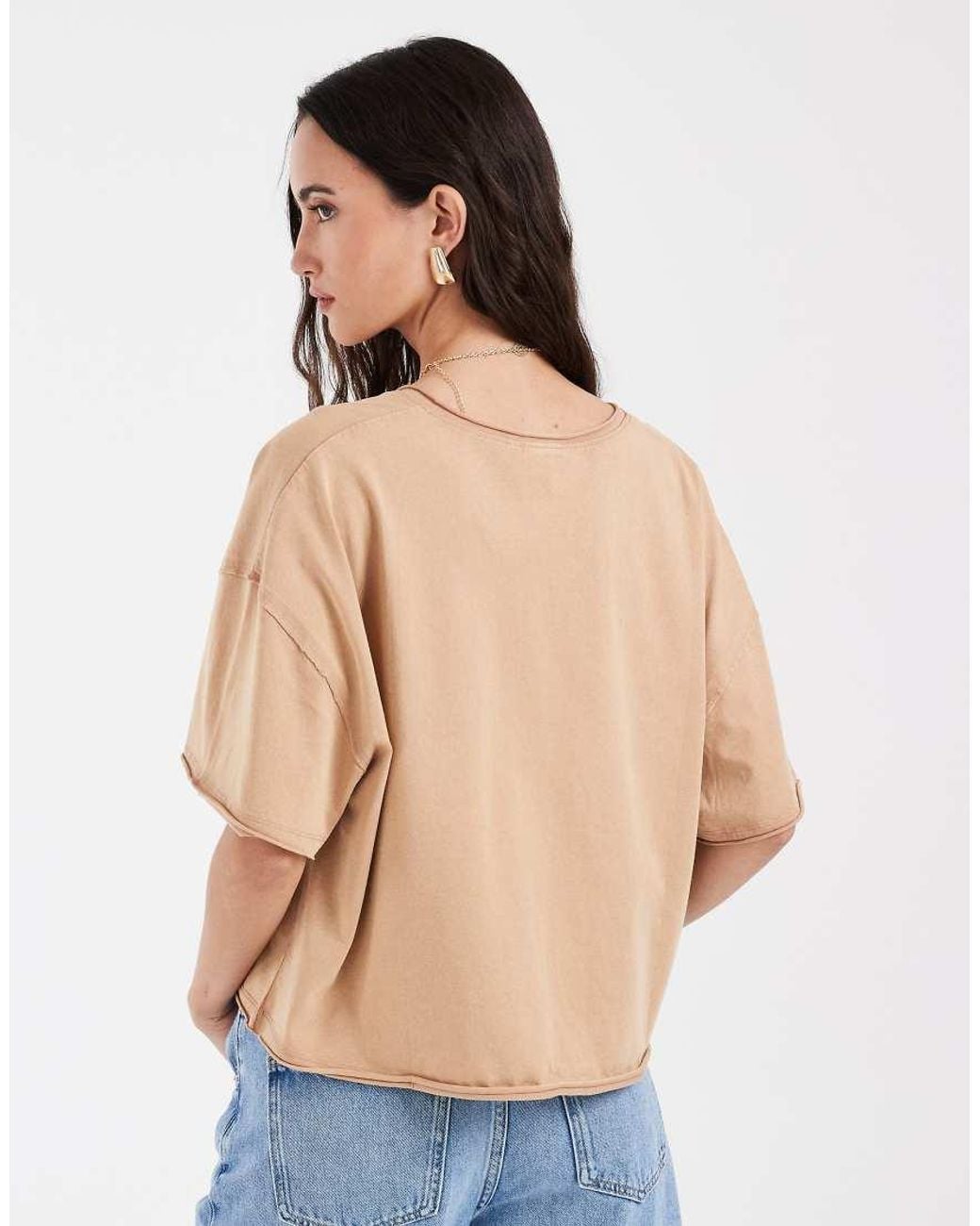 ASOS Blue Slouchy V-neck T-shirt -brown