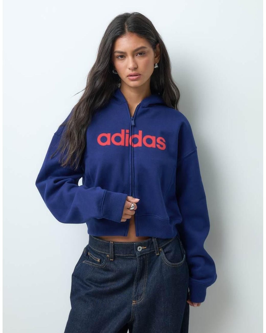 Adidas Originals Blue Retro Logo Full Zip Hoodie
