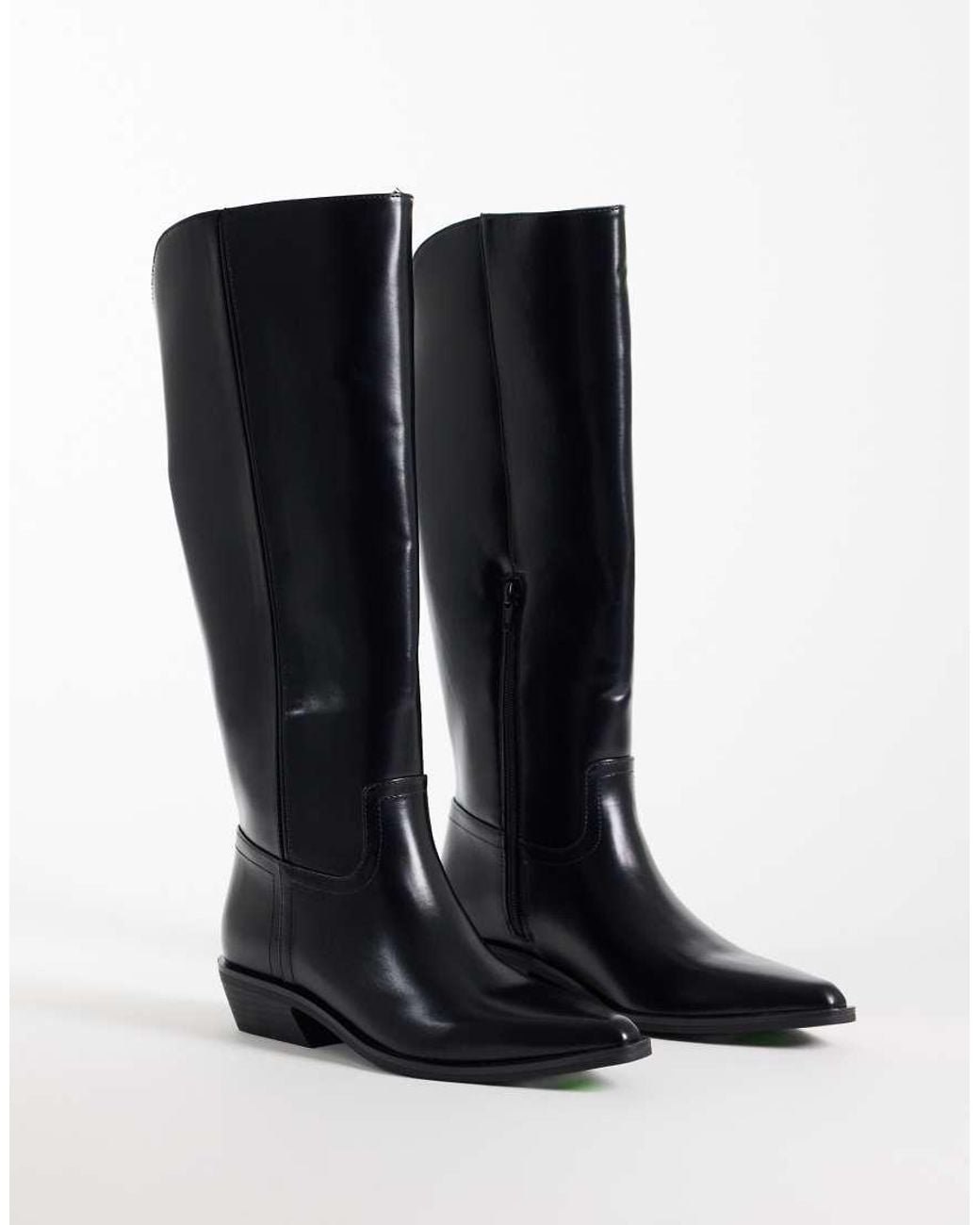 Asos Design Wide Fit Black Carina Western Knee Boots