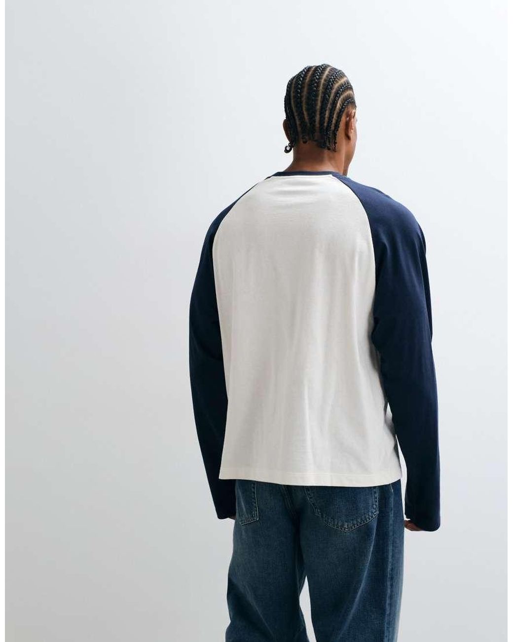 ASOS Blue Boxy Oversized Raglan Long Sleeve Top With Club Graphic Print for men