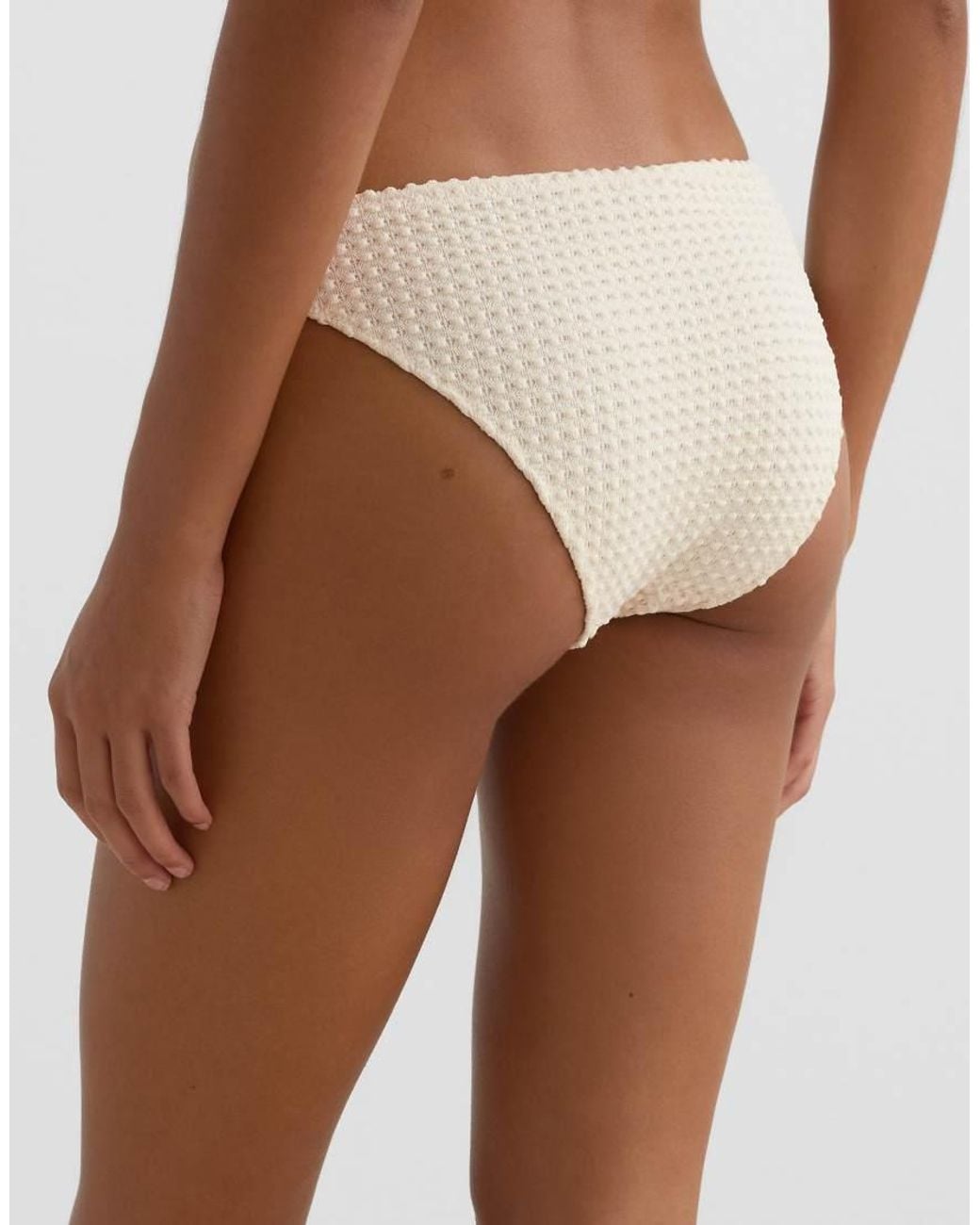 Oysho Brown Bubble-Texture Crochet Classic Bikini Briefs
