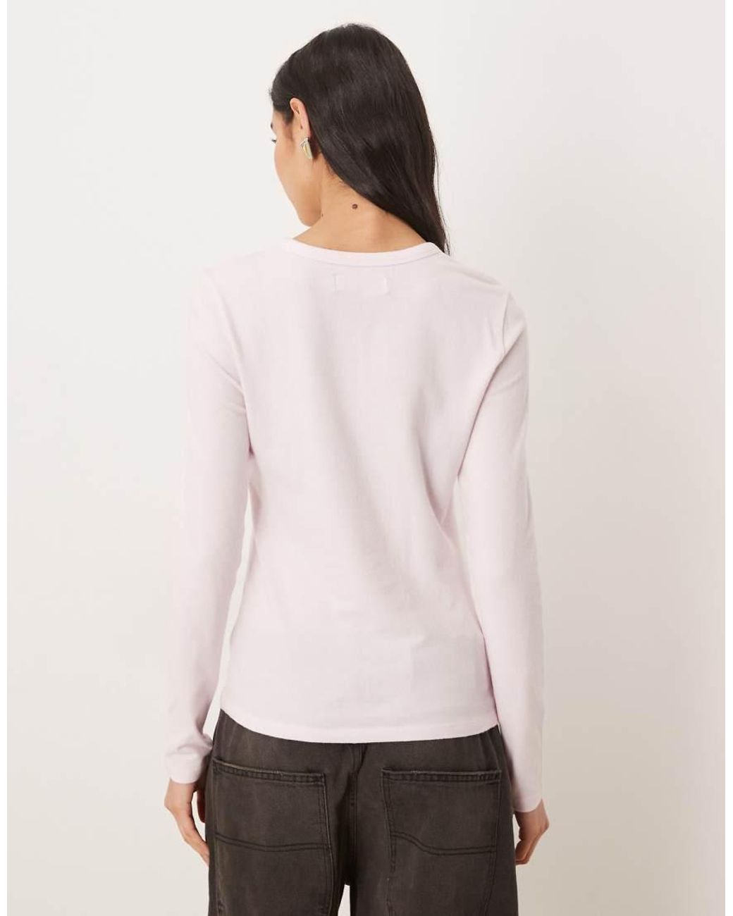 Abercrombie & Fitch White Long Sleeve Crew Neck Top