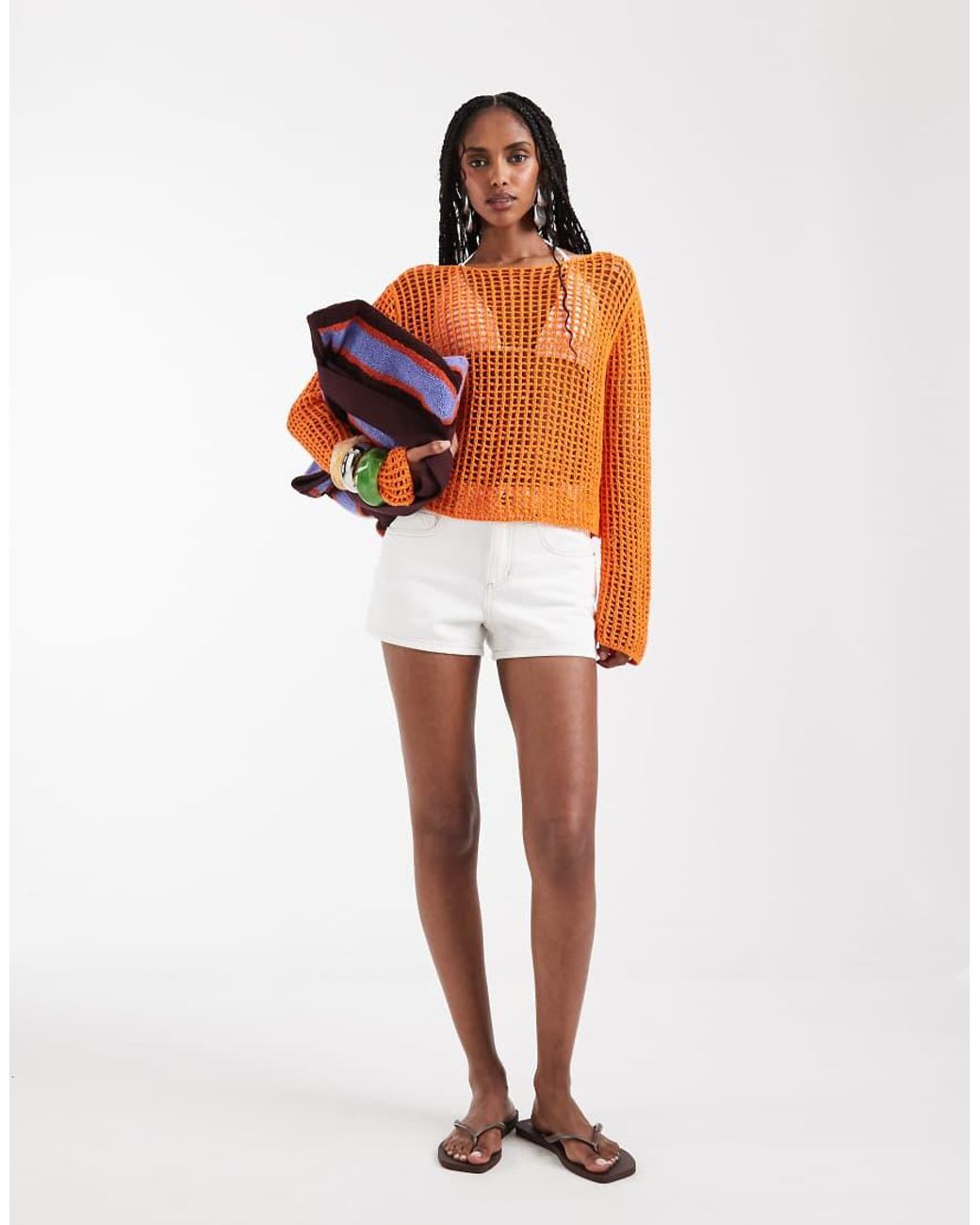 ASOS Orange Open Stitch Crochet Jumper