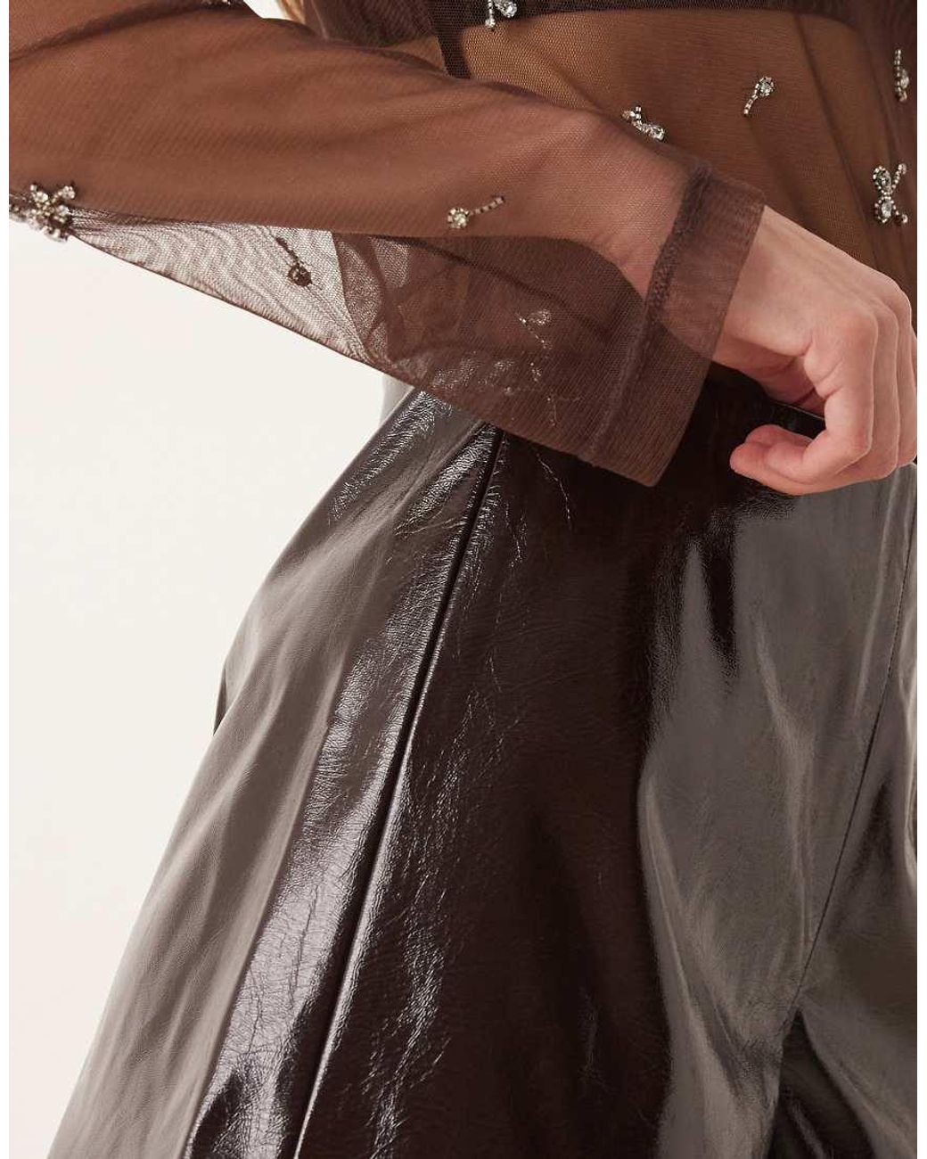 Abercrombie & Fitch Brown Vegan Leather High Rise Micro Shorts