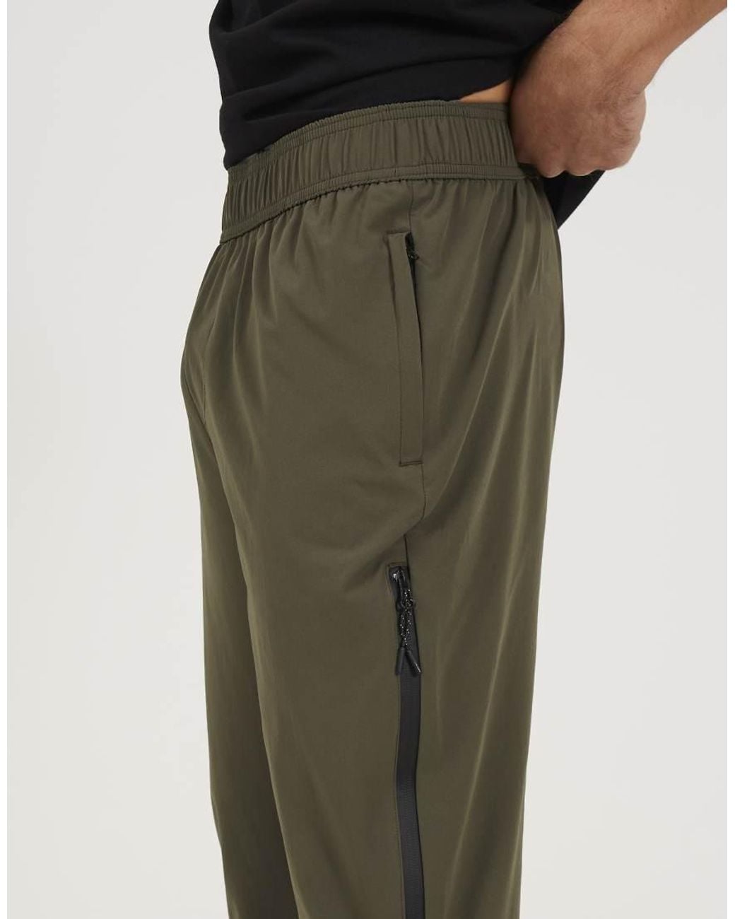 Brave Soul Green Zip Detail Cuffed Trousers With Elasticated Waist for men