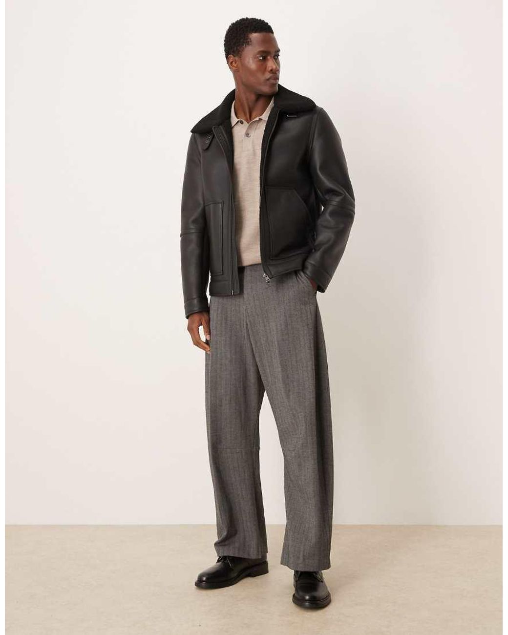 Mango Black Faux Sheerling Jacket for men