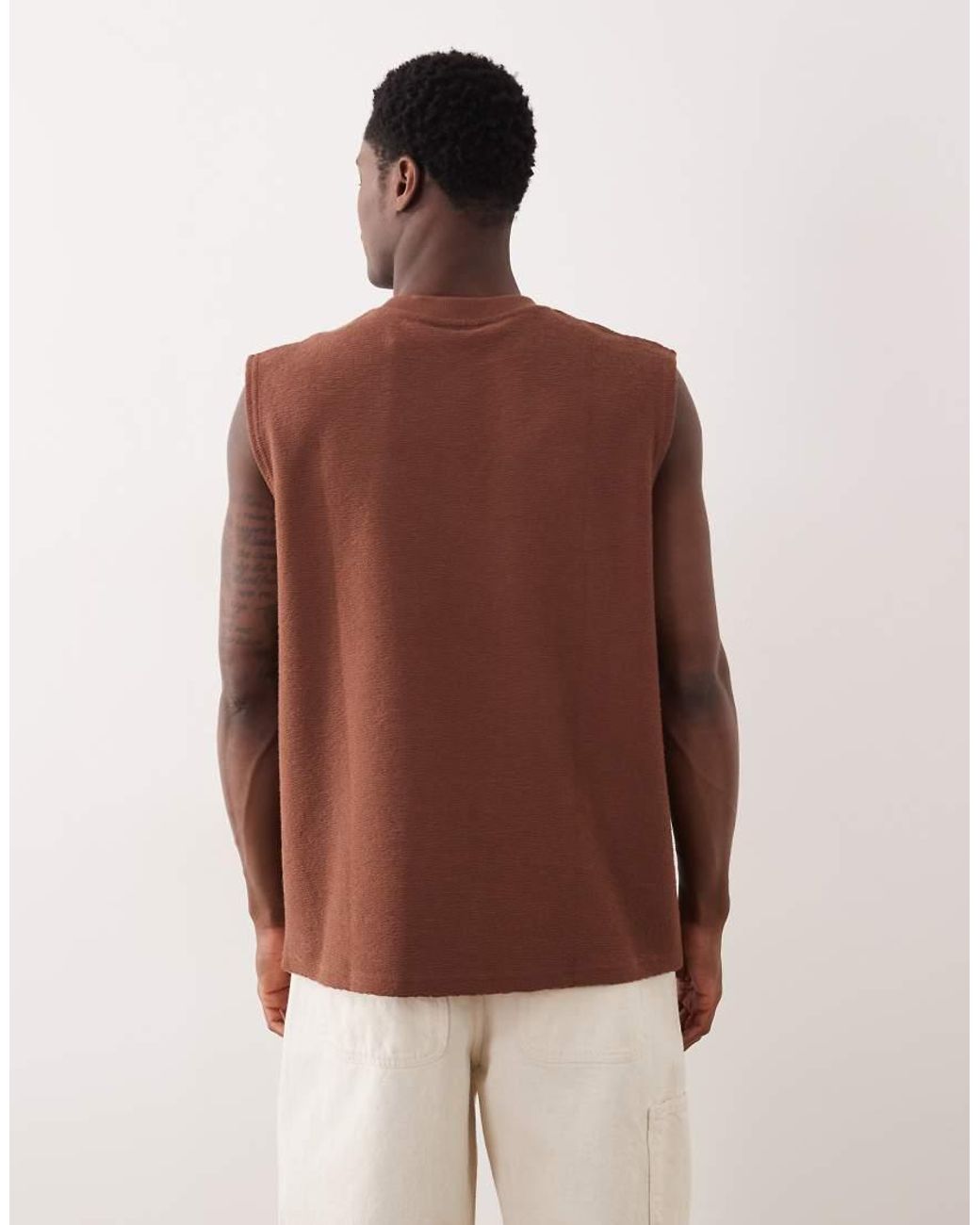 ASOS Brown Super Heavyweight Oversized Tank for men