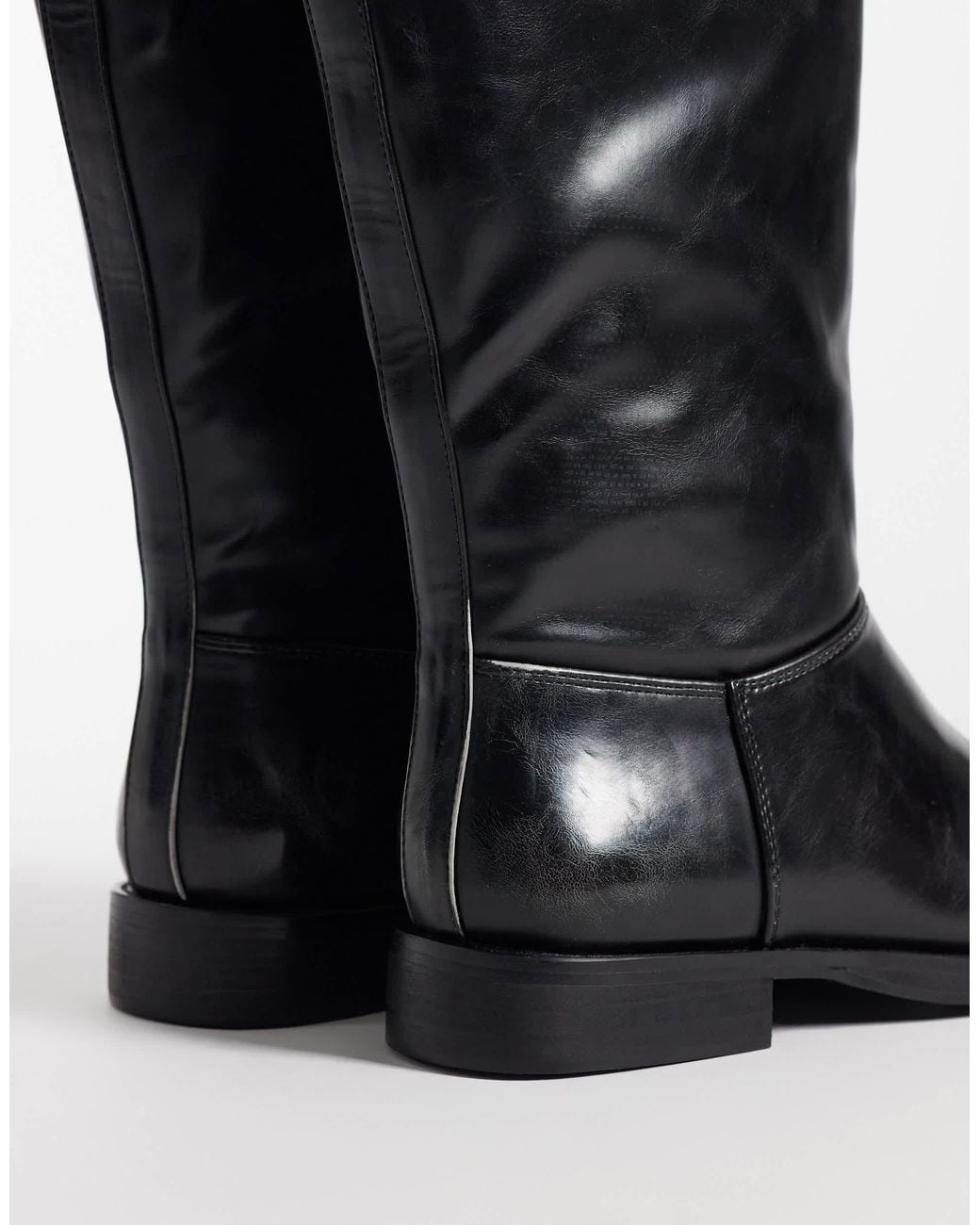 Public Desire Black Sheldon Round Toe Knee Boots