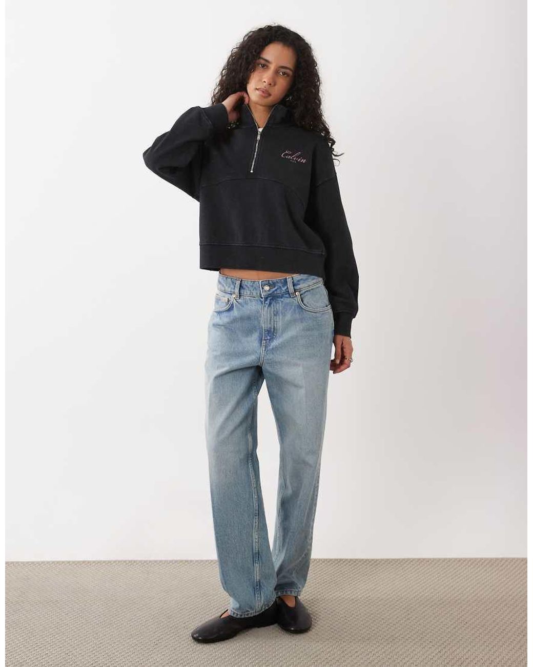 Calvin Klein Black French Terry Quarter Zip