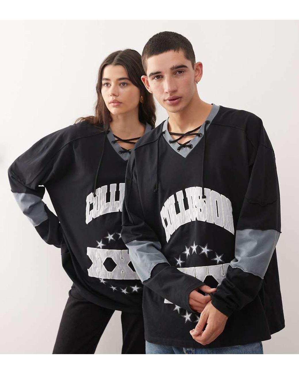Collusion Black Unisex Hockey T-shirt Long Sleeve
