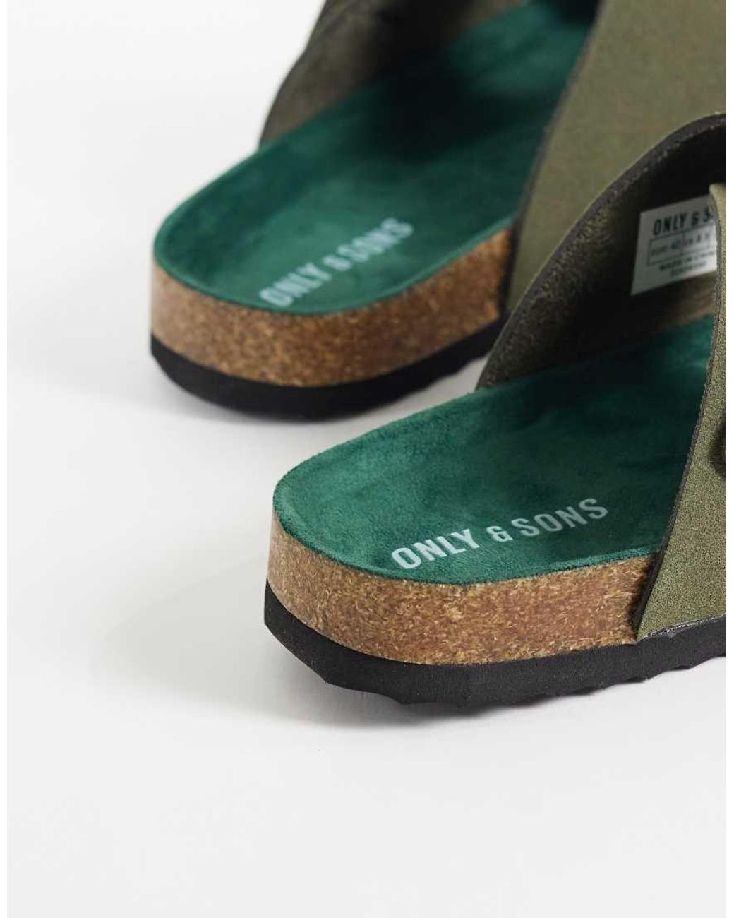 Only & Sons Green Faux Suede Mule Sandals for men