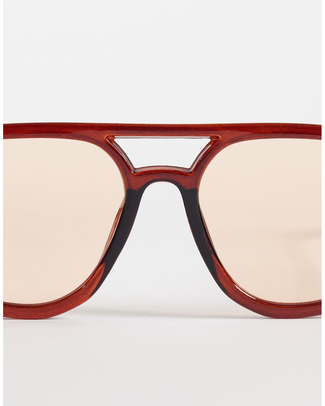 ASOS Natural Kantige aviator-sonnenbrille mit leichter tönung