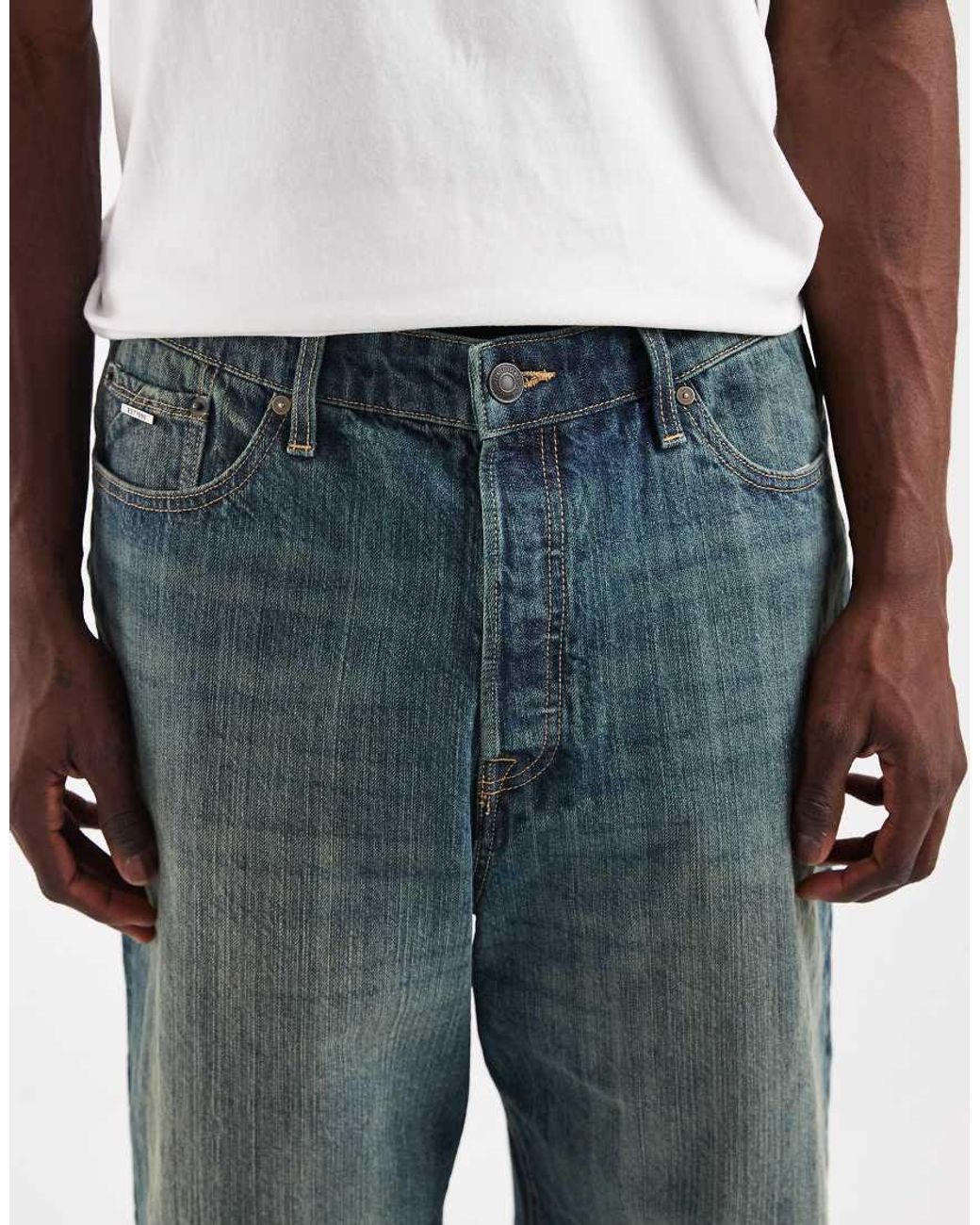 Jack & Jones White Ron baggy Denim Shorts for men