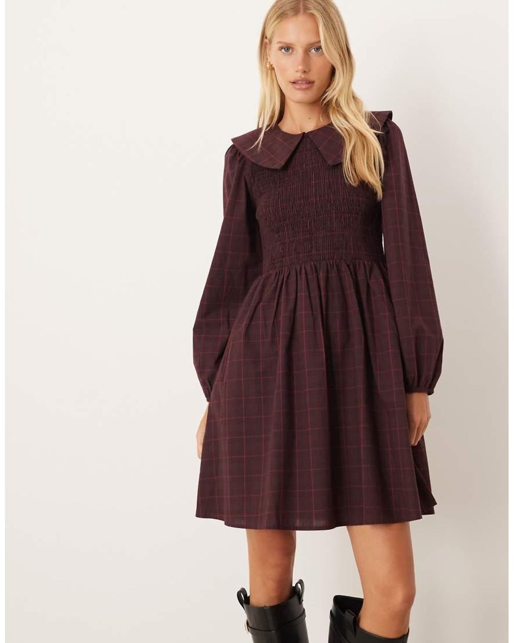 Y.A.S Red Colla Smock Mini Dress