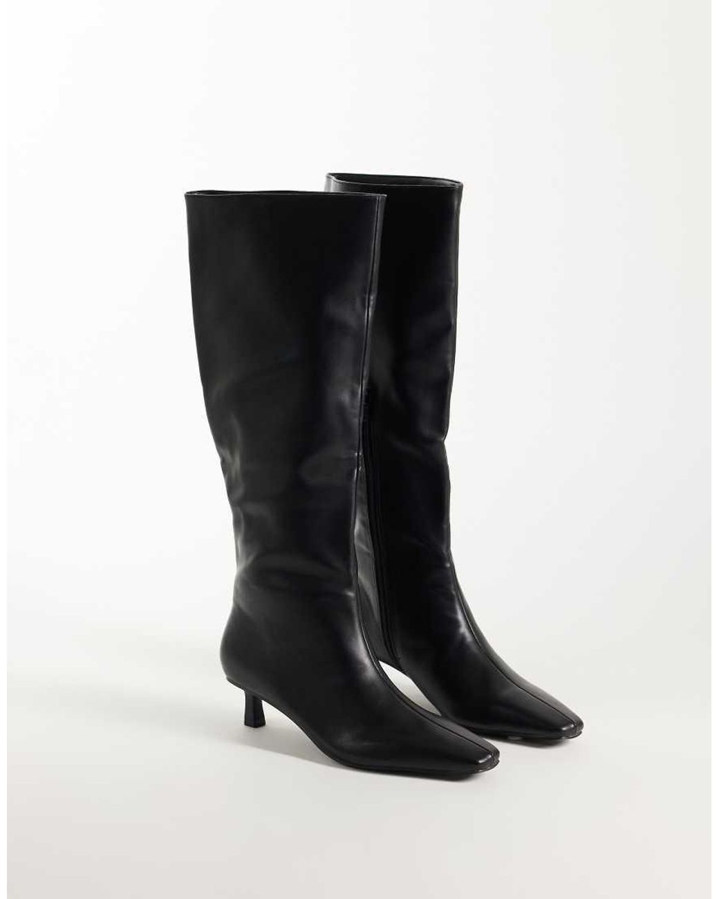 Public Desire Black Sandra Kitten Heel Knee Boots