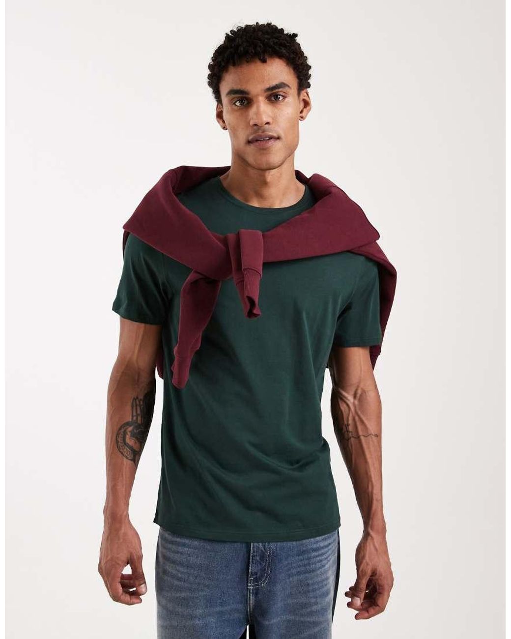 ASOS Blue Premium Supima Cotton Regular Fit T-shirt for men