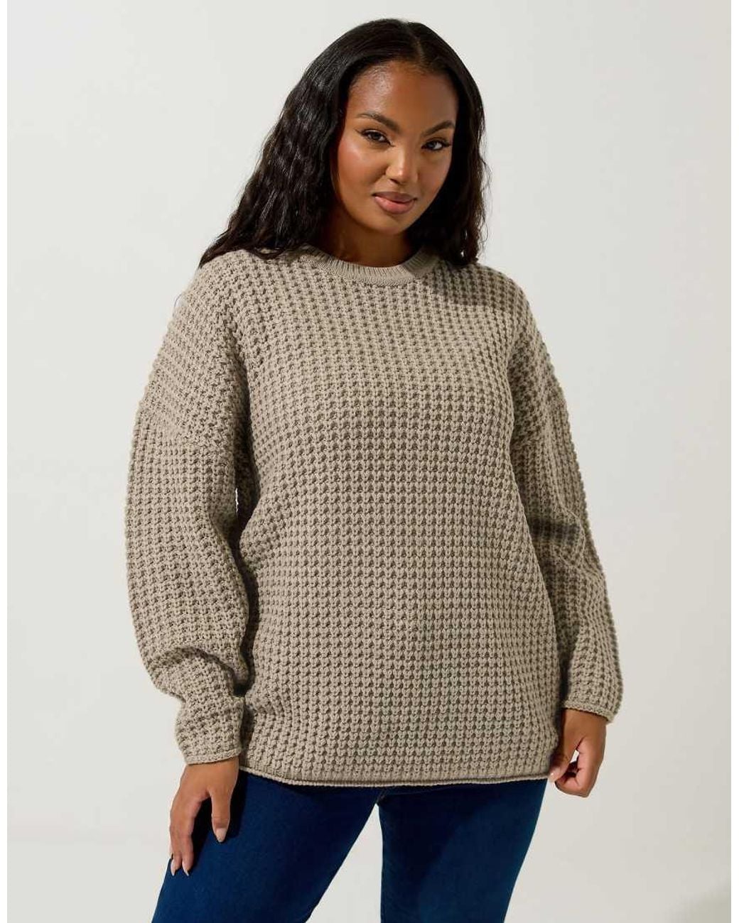 Yours Clothing Brown Waffle Knit Jumper