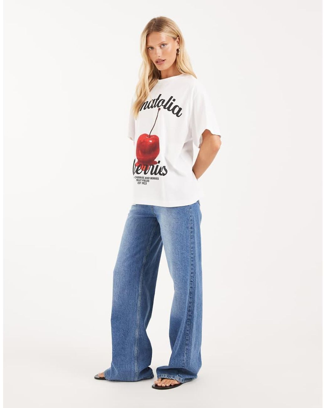 ASOS White Oversized T-Shirt With Anatolia Cherries Graphic
