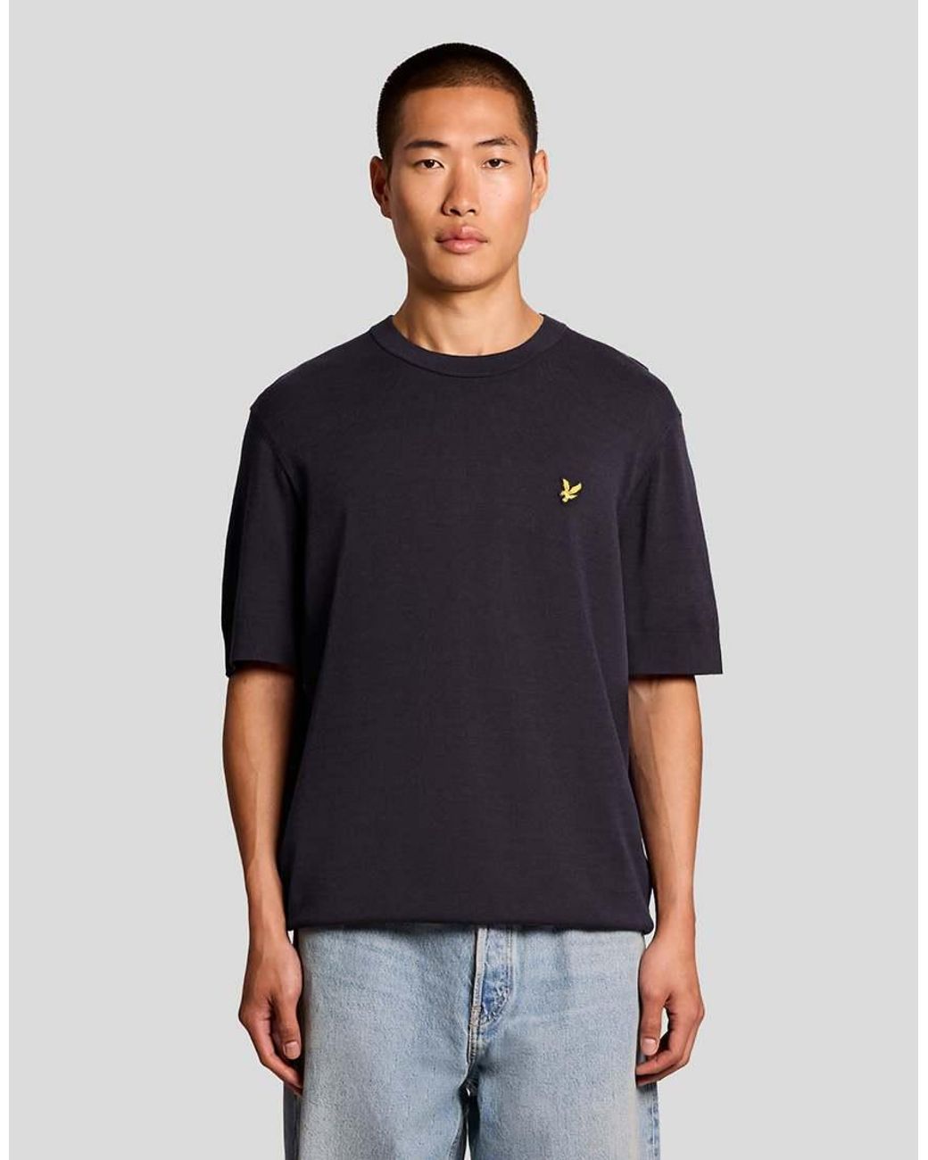 Lyle & Scott Black Mid Knits Relaxed Short Sleeve Jumper for men