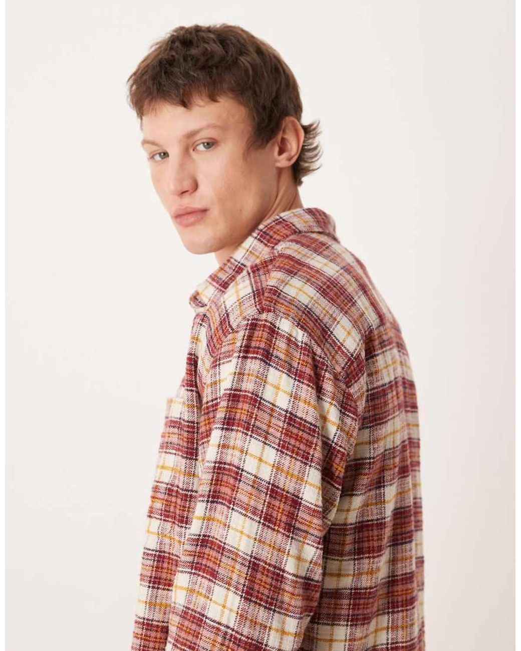 Abercrombie & Fitch Red Long Sleeve Flannel Shirt for men