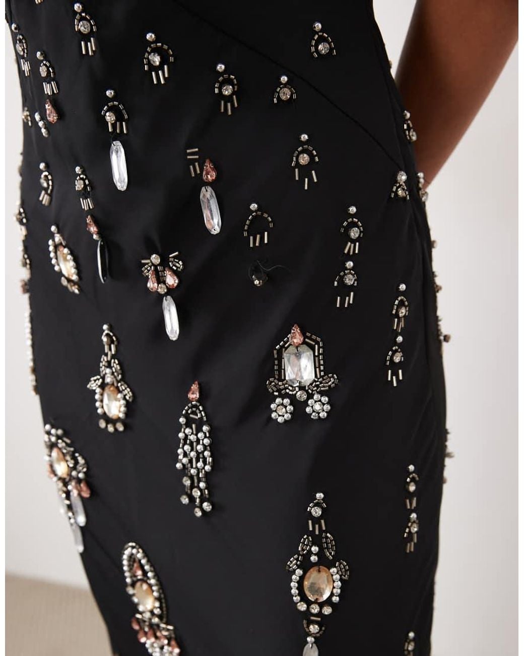 ASOS Black Jewel Embellished V-neck Maxi Dress