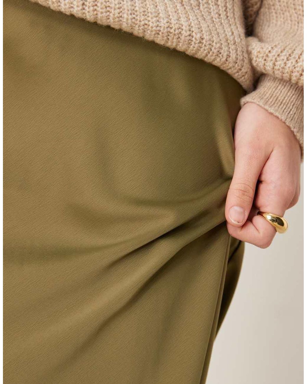 Y.A.S Natural Satin Midi Skirt