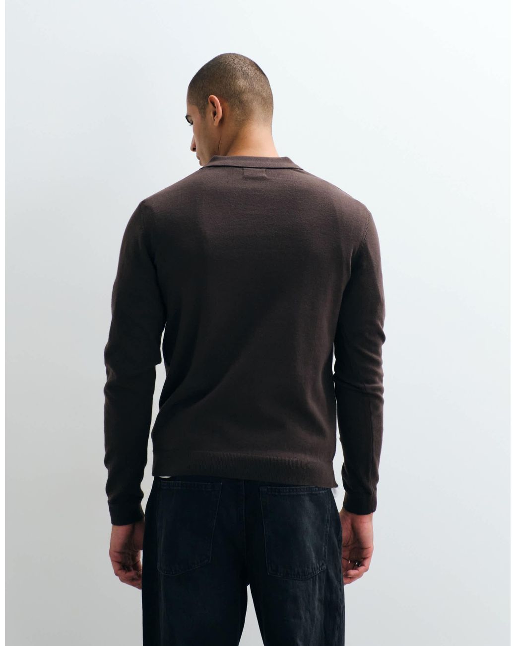 Threadbare Black Knitted Trophy Neck Jumper for men