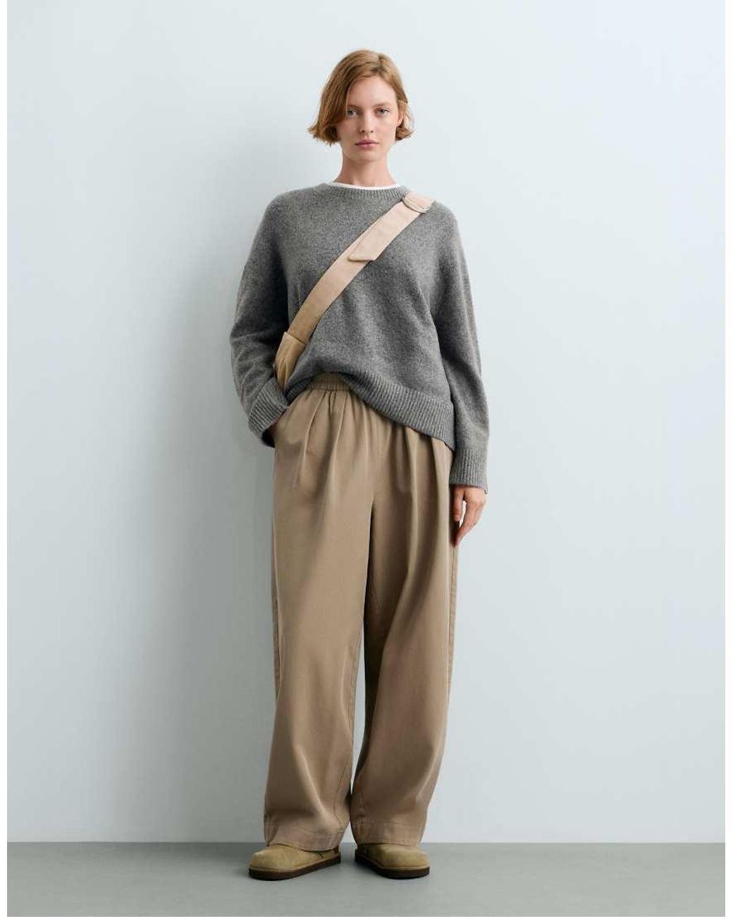 Oysho Gray Knit Round-neck Jumper
