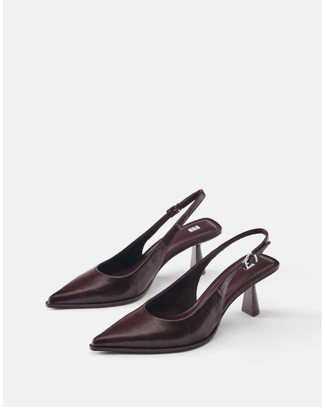 Pull&Bear Brown Slingback High-Heel Shoes