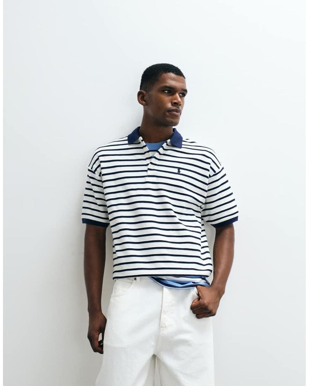 Polo Ralph Lauren Blue Knit Relaxed Fit Short Sleeve Striped Polo for men